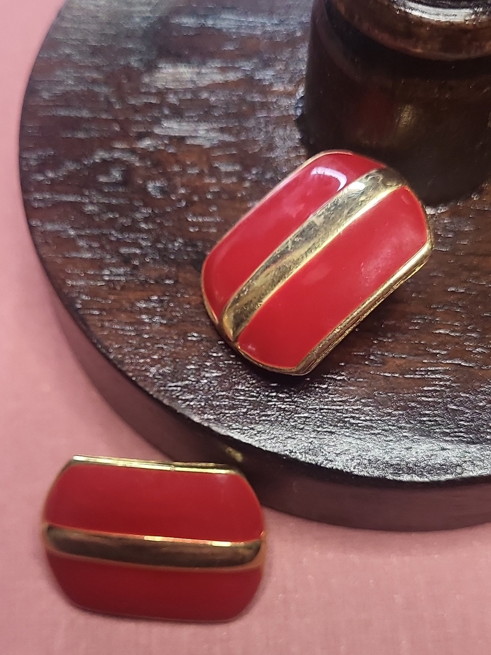 NAPIER Red Enamel and Gold-Tone Clip Earrings - Elegant Women Jewelry